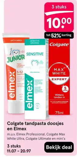 Etos Colgate tandpasta doosjes en Elmex aanbieding