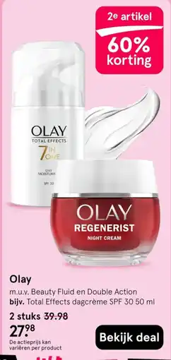 Etos Olay Total Effects 7 in one day moisturis spf 30 en Olay regenerist night cream aanbieding
