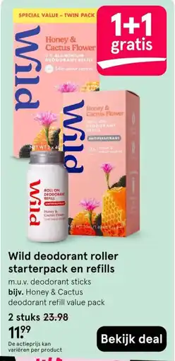 Etos Wild deodorant roller starterpack en refills aanbieding
