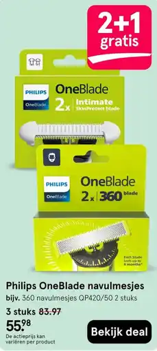 Etos Philips OneBlade navulmesjes aanbieding