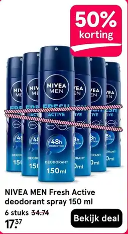 Etos NIVEA MEN Fresh Active deodorant spray aanbieding