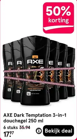 Etos axe dark temptation 3-in-1 douchegel 250 ml aanbieding
