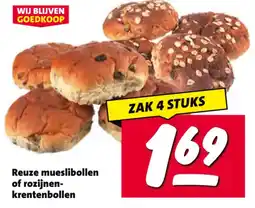 Nettorama Reuze mueslibollen of rozijnen-krentenbollen aanbieding