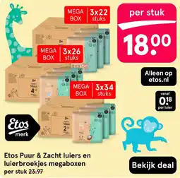Etos Etos Puur & Zacht luiers en luierbroekjes megaboxen aanbieding