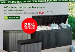 Welkoop Keter containerbergingen en opbergboxen aanbieding