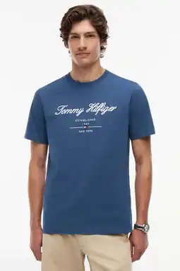 Wehkamp Tommy Hilfiger regular fit T-shirt met logo - blauw aanbieding
