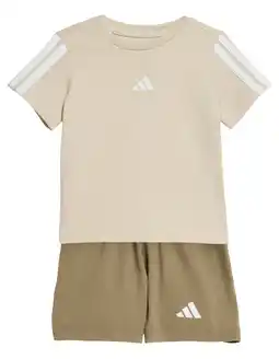Wehkamp adidas Sportswear set T-shirt + short - beige/bruin aanbieding