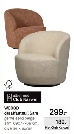 Karwei WOOD draaifauteuil Sam aanbieding