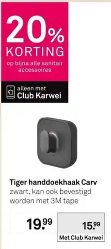 Karwei Tiger handdoekhaak Carv aanbieding