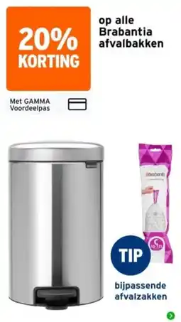 GAMMA Brabantia afvalbakken aanbieding
