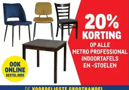 Makro metro professional indooirtafels en -stoelen aanbieding