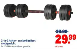 Makro 2-in-1 halter- en dumbbellset met gewicht aanbieding