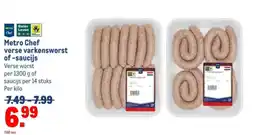 Makro Metro Chef verse varkensworst of -saucij aanbieding