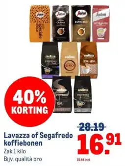 Makro Lavazza of Segafredo koffiebonen aanbieding