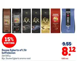 Makro Douwe Egberts of L'Or koffiebonen aanbieding