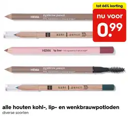 HEMA Alle Houten Kohl, Lip en Wenkbrauwpotloden aanbieding