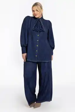 Wehkamp YOEK regular highwaist broek dark blue denim aanbieding
