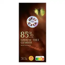 Albert Heijn Delicata Reep 85% cacao groene thee gember aanbieding
