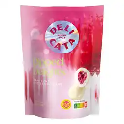 Albert Heijn Delicata Dipped delights framboos witte chocolade aanbieding