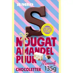 Jumbo Jumbo Chocoladeletter Puur Massief Nougat Amandel 135 g aanbieding