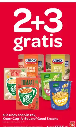 Spar alle Unox soep in zak, Knorr Cup-A-Soup of Good Snacks aanbieding