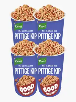 Flink Knorr Good Noodles pittige kip cup 64g 4x aanbieding