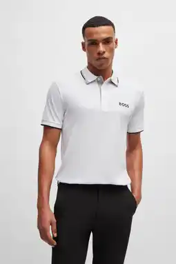 Wehkamp BOSS slim fit polo Paddy Pro met contrastbies white aanbieding