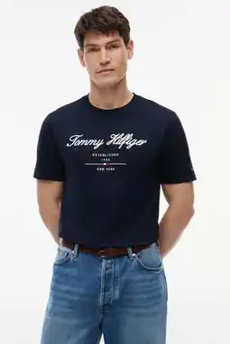 Wehkamp Tommy Hilfiger regular fit T-shirt met logo - donkerblauw aanbieding