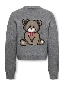 Wehkamp KIDS ONLY GIRL trui met backprint grijs melange gebreid aanbieding