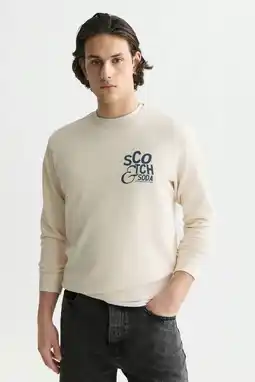 Wehkamp Scotch & Soda katoenen regular fit sweater met print - ecru aanbieding