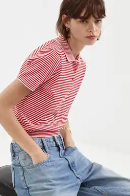 Wehkamp Mango polo met krijtstreep - rood aanbieding