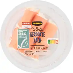 Jumbo Jumbo Rolletje Gerookte Zalm met Roomkaas 75 g aanbieding