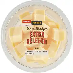Jumbo Jumbo Kaasblokjes Extra Belegen 48+ 120 g aanbieding