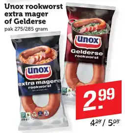 Coop Unox rookworst extra mager of Gelderse aanbieding