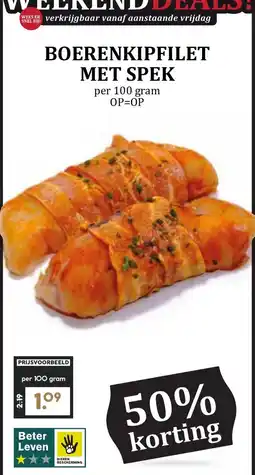 De Boerenschuur boerenkipfilet met spek aanbieding