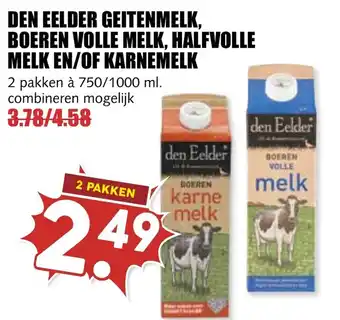 Den Eelder geitenmelk, boeren volle melk, halfvolle melk en/of karnemelk