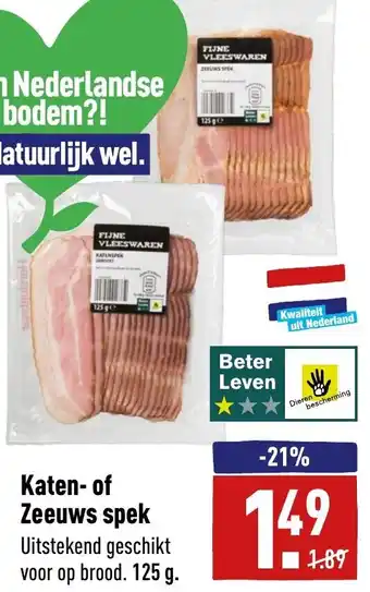 ALDI Katen- of Zeeuws spek 125g aanbieding