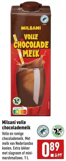 ALDI Milsani volle chocolademelk 1L aanbieding