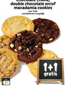 De Boerenschuur chocolate chunk, double chocolate en/of macadamia cookies aanbieding