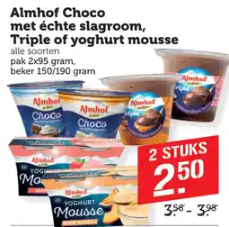 Coop Almhof Choco met échte slagroom, Triple of yoghurt mousse aanbieding