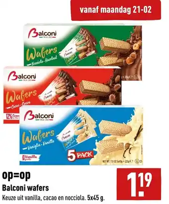 ALDI Balconi wafers 5x45g aanbieding