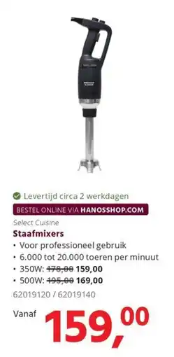 HANOS Select Cuisine Staafmixers aanbieding