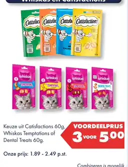 Huisdier Voordeelshop Catisfactions Whiskas Temptations Dental Treats aanbieding