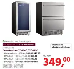 HANOS Select Cuisine Drankkoelkast YC-100C / YC-150C aanbieding