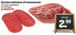De Boerenschuur Runderrookvlees of ossenworst aanbieding