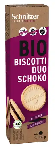 De Online Drogist Schnitzer Bio Biscotti Duo Choco Glutenvrij 130GR aanbieding