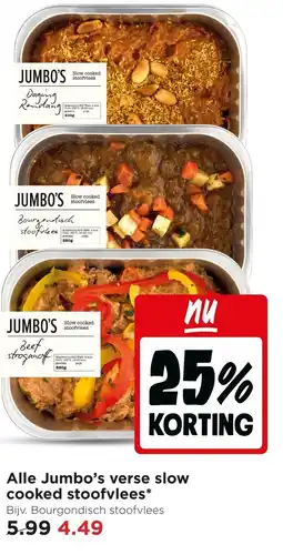 Jumbo Alle Jumbo's verse slow cooked stoofvlees* aanbieding