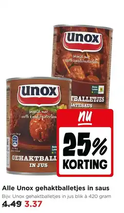 Jumbo Alle Unox gehaktballetjes in saus aanbieding