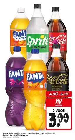 Jumbo Coca-Cola vanilla, creamy vanilla, cherry of cafeïnevrij, Fanta, Sprite of Fernandes aanbieding