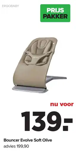 Baby-Dump ergobaby Bouncer Evolve Soft Olive aanbieding